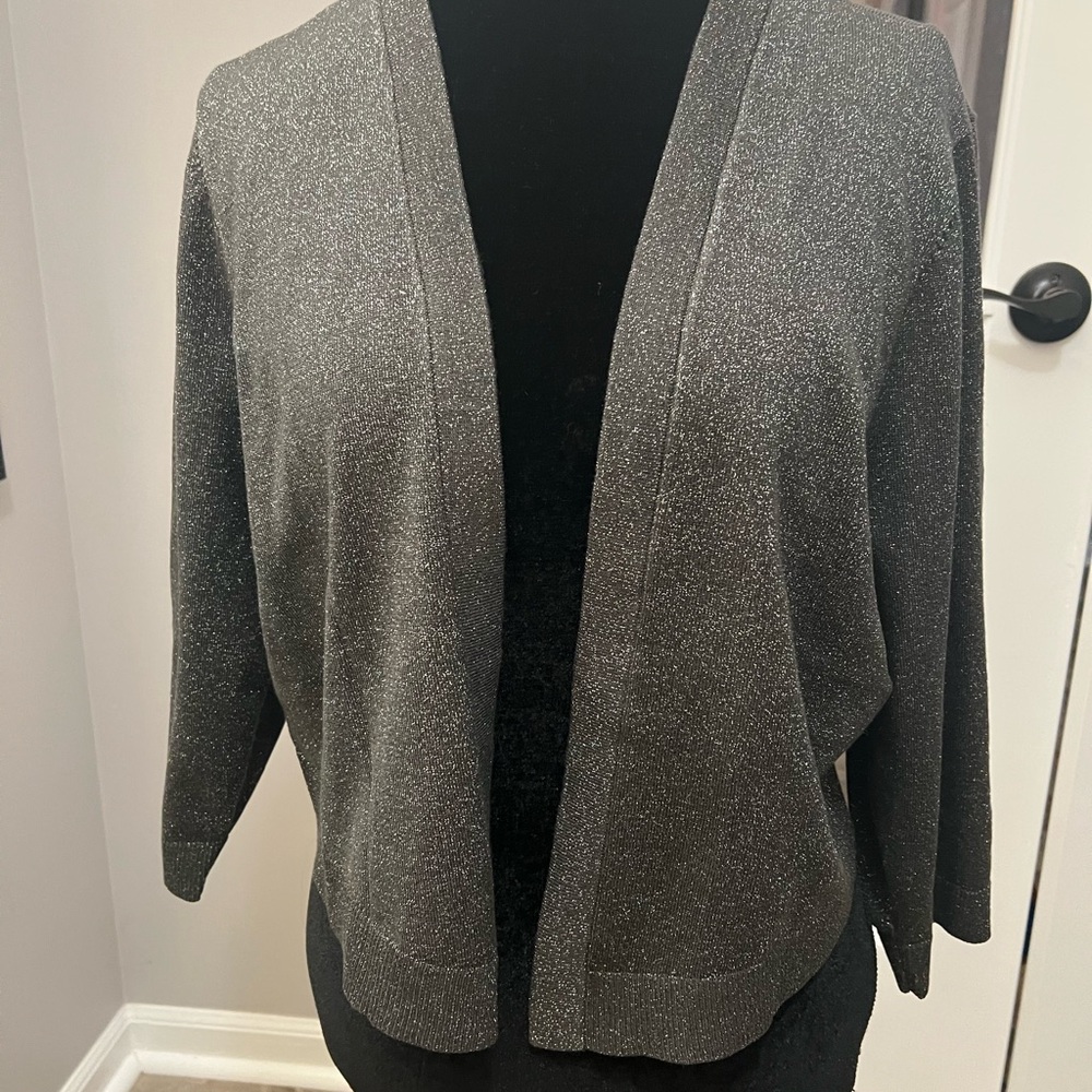 torrid size 2 Shimmery Charcoal Open-Front Cardigan NWT